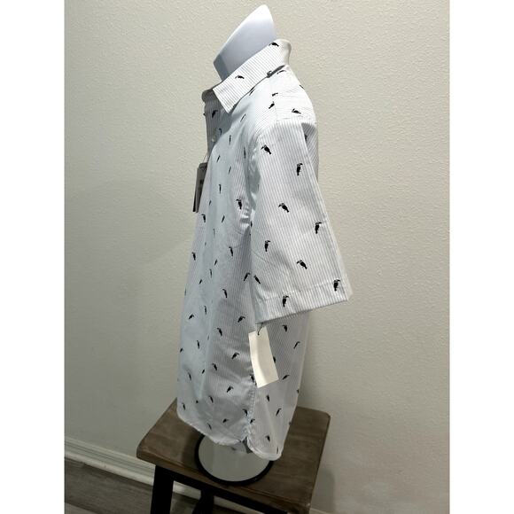 Van Heusen Mens Slim Fit Short Sleeve Shirt Size Medium 15 - 15.5 Toucan Print - Picture 3 of 8